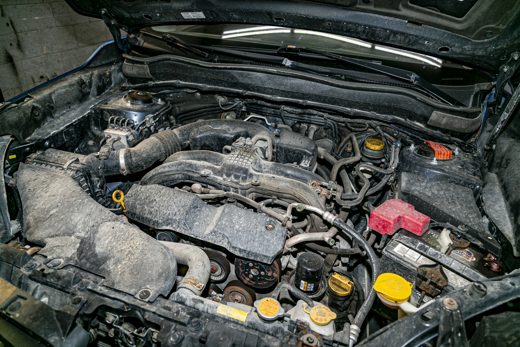 Grimy, neglected engine bay — the real cost of skipping routine maintenance