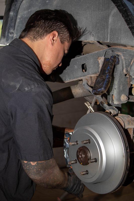 Inspecting new brake rotor