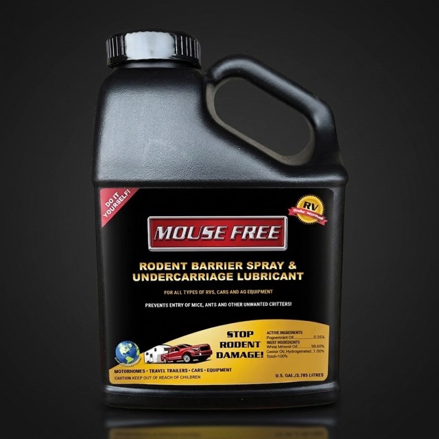 Mouse Free rodent barrier spray & undercarriage lubricant for RVs